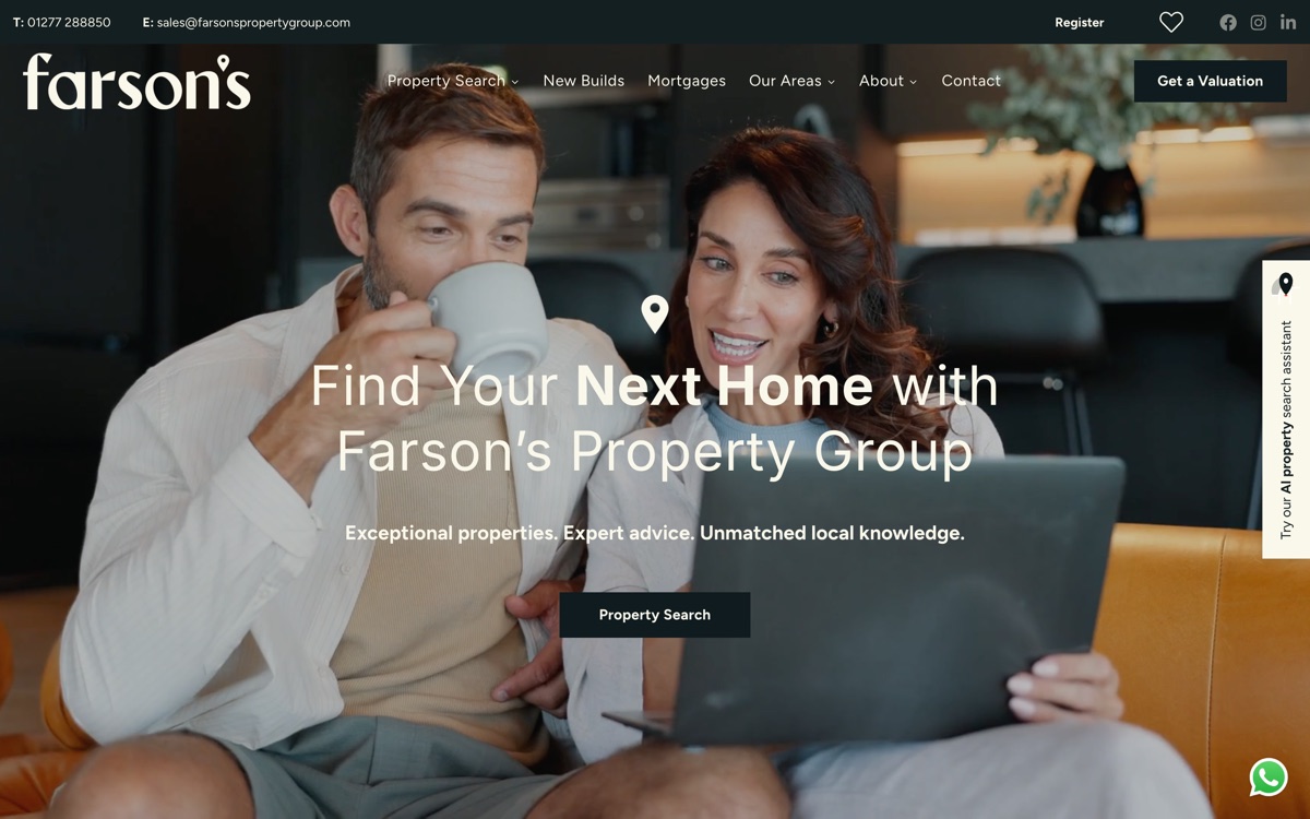 Farson's Property Group — estate agent website built by Estate Track